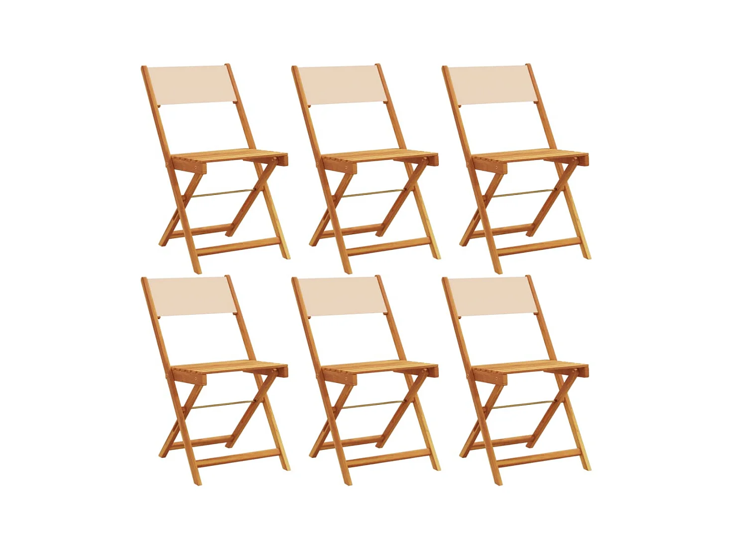 Cadeiras de jardim dobráveis 6 peças tecido e madeira maciça bege