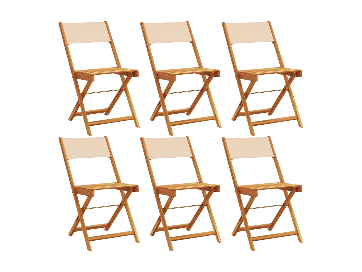 Chaises de jardin pliantes lot de 6 beige tissu et bois massif