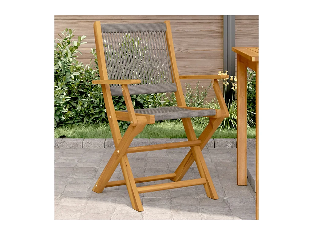 Cadeiras de jardim 2 peças acácia maciça e polipropileno cinzento