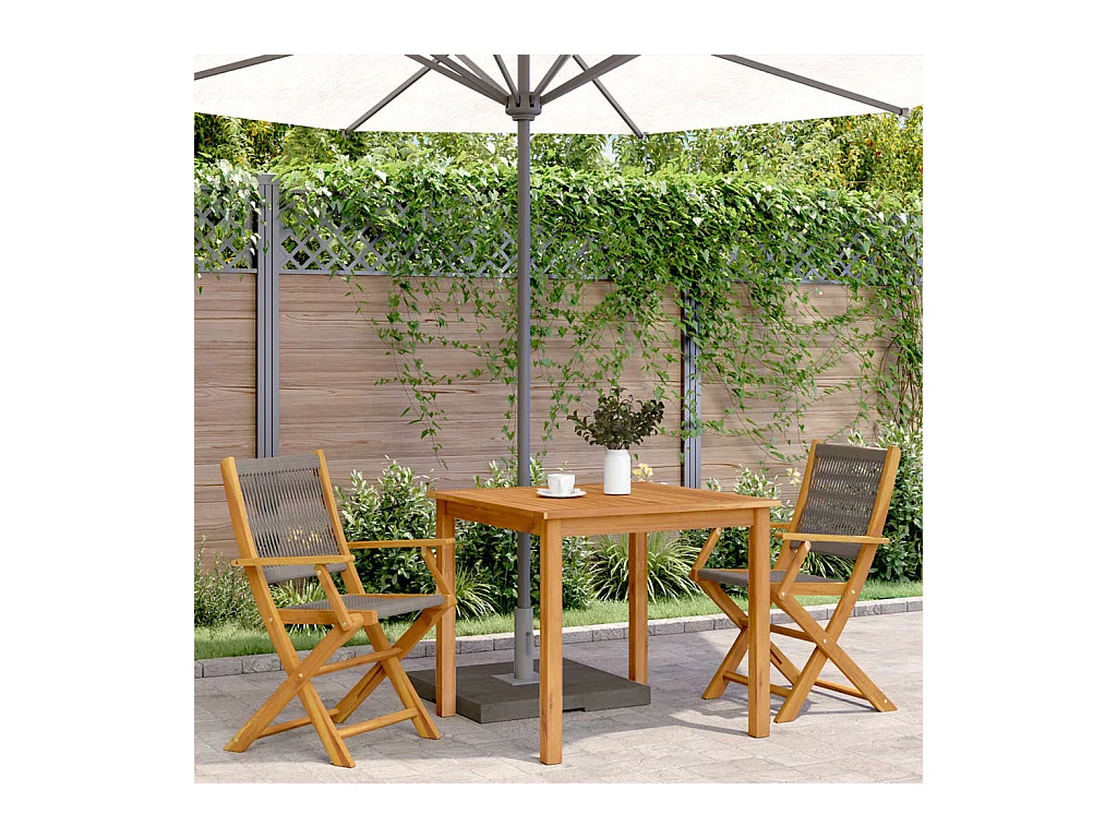 Cadeiras de jardim 2 peças acácia maciça e polipropileno cinzento