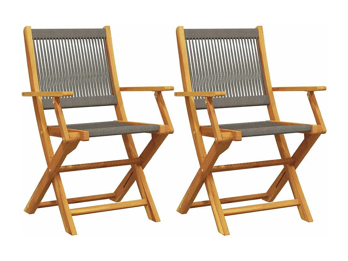Chaises de jardin lot de 2 gris bois d'acacia et polypropylène