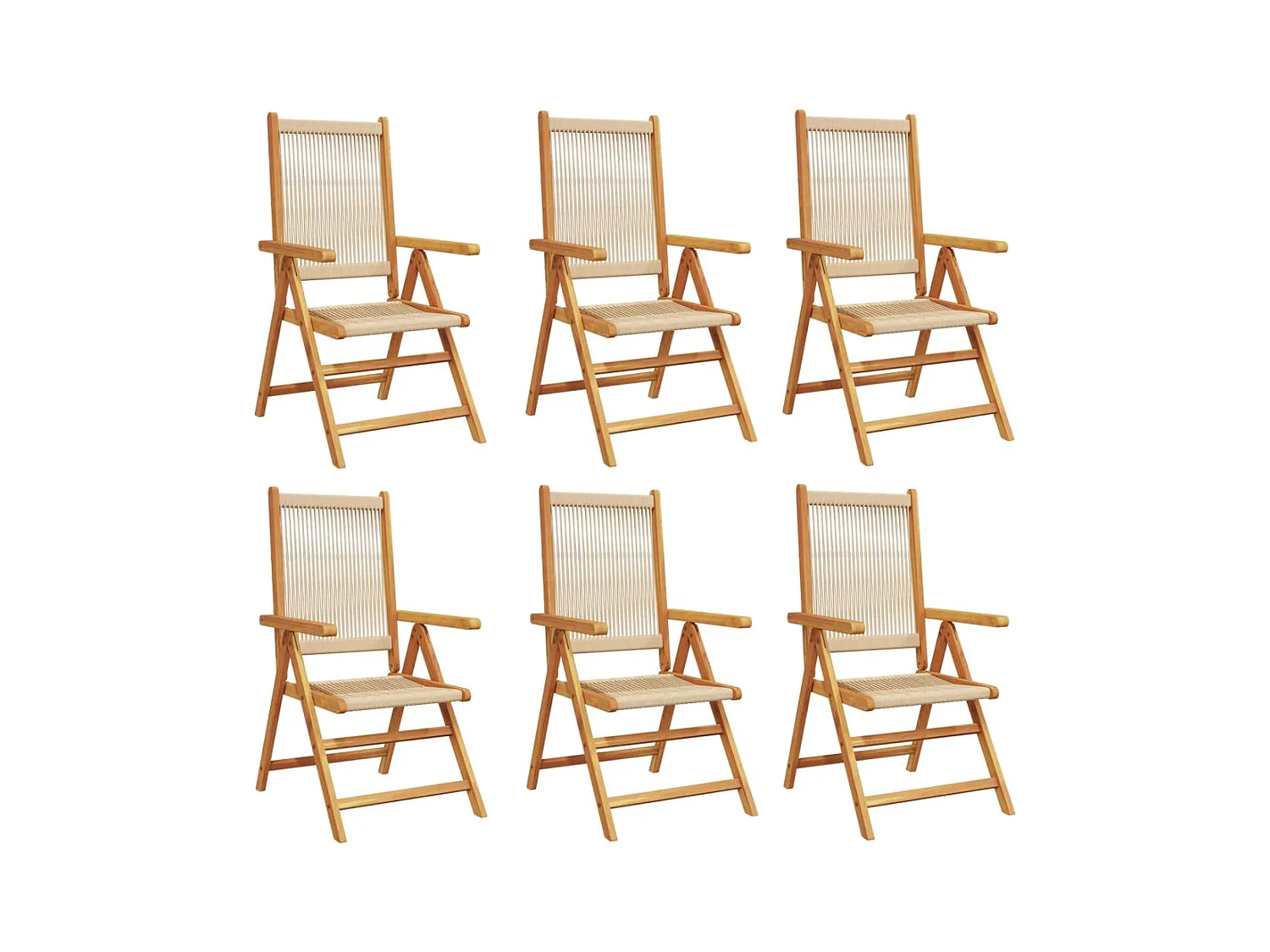 Sillas de jardín reclinables 6 unidades madera maciza acacia beige