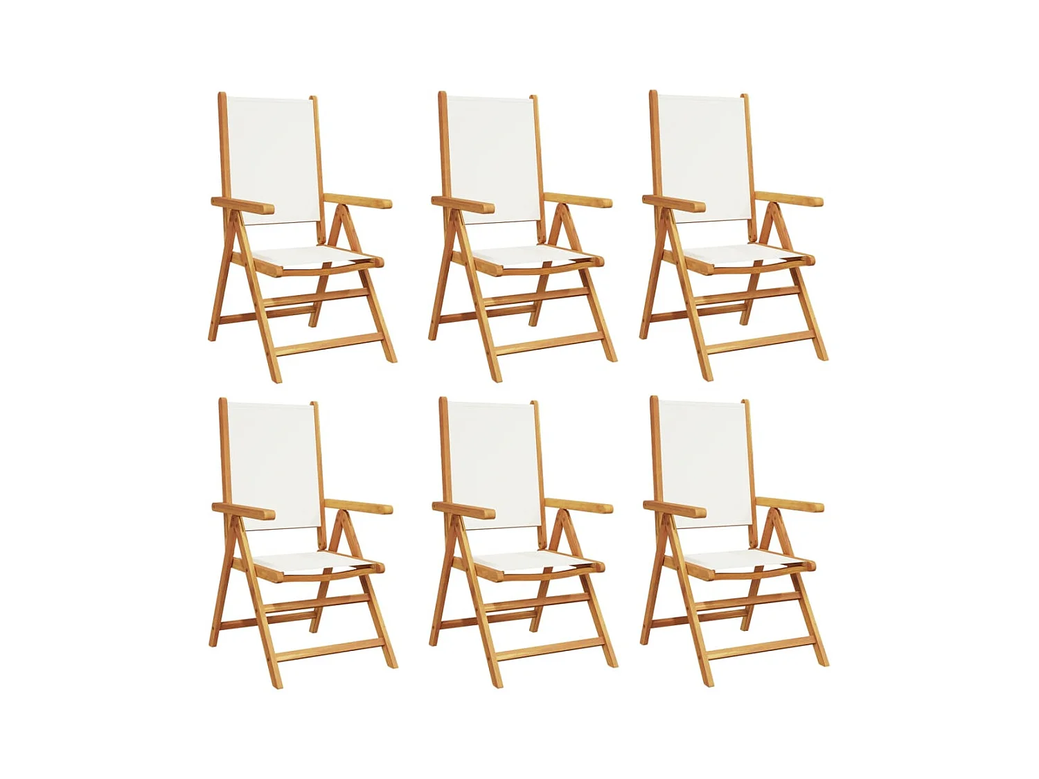 Sillas jardín reclinables 6 unidades tela madera maciza blanco crema