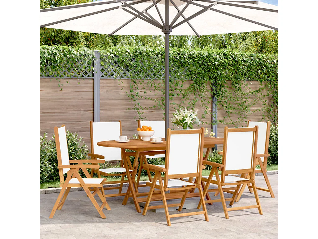 Chaises inclinables de jardin lot de 6 tissu et bois massif