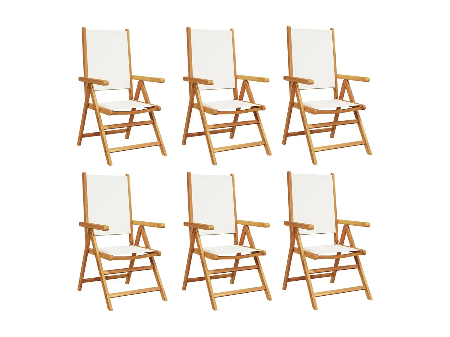 Chaises inclinables de jardin lot de 6 tissu et bois massif