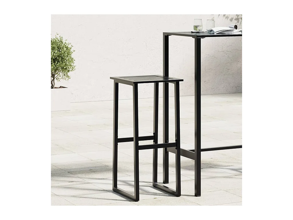 Tabourets de bar lot de 2 noir acier enduit de poudre