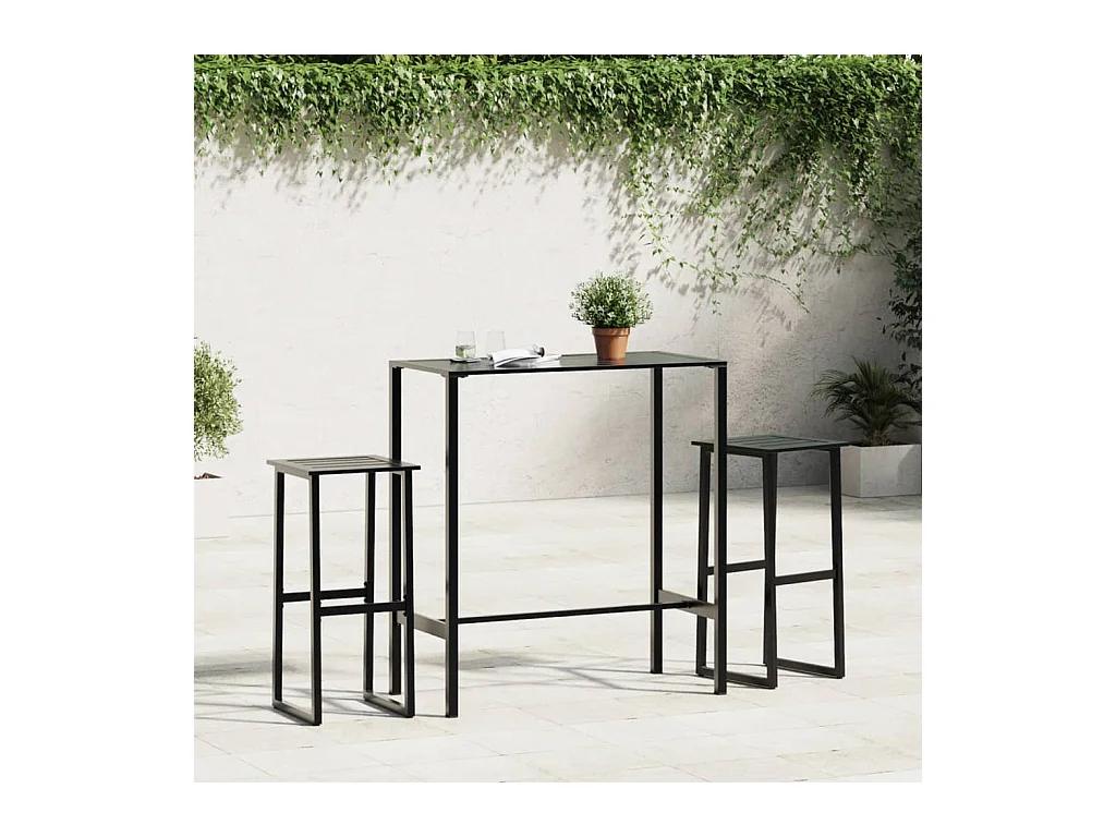 Tabourets de bar lot de 2 noir acier enduit de poudre