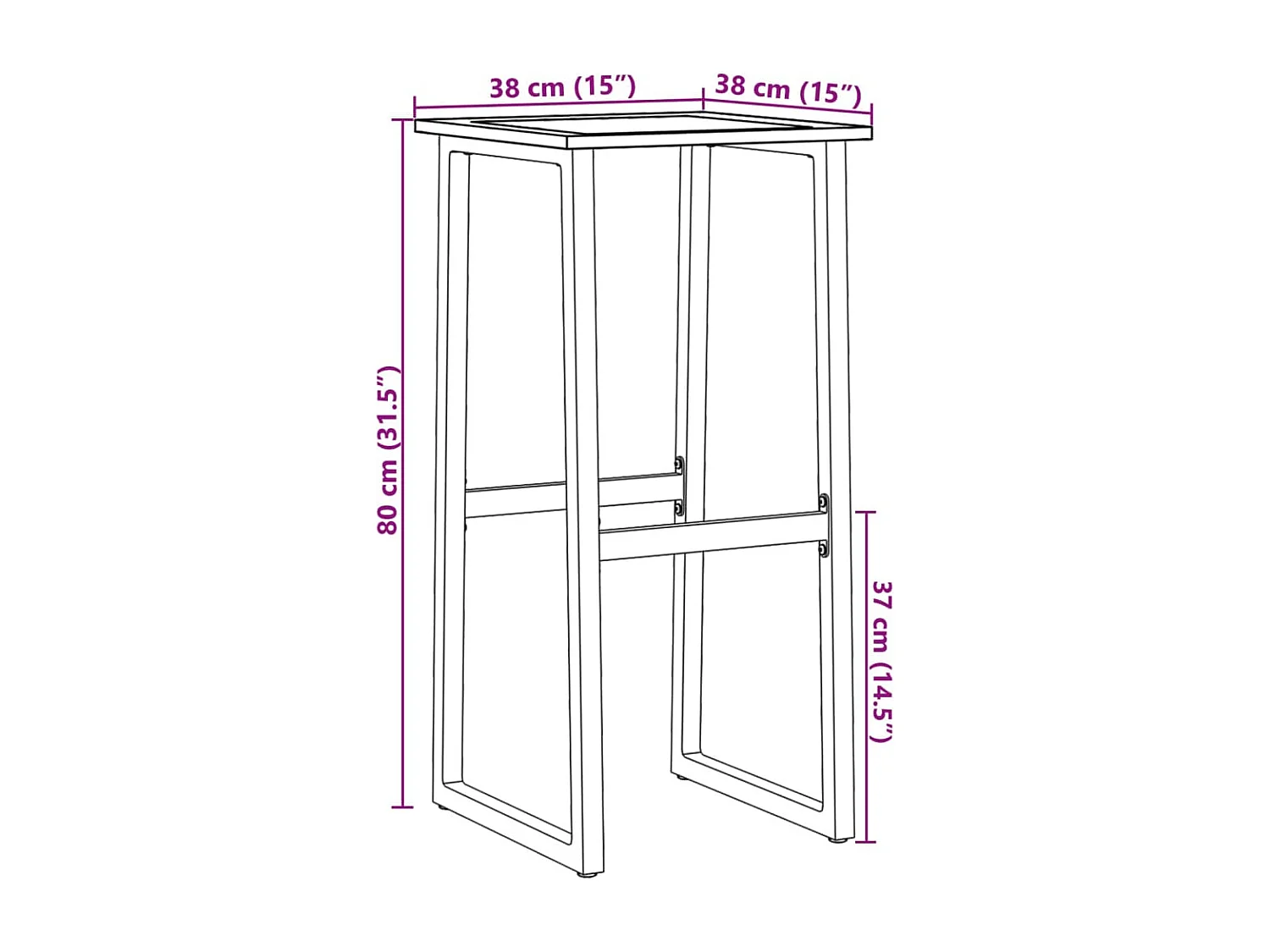 Tabourets de bar lot de 2 noir acier enduit de poudre