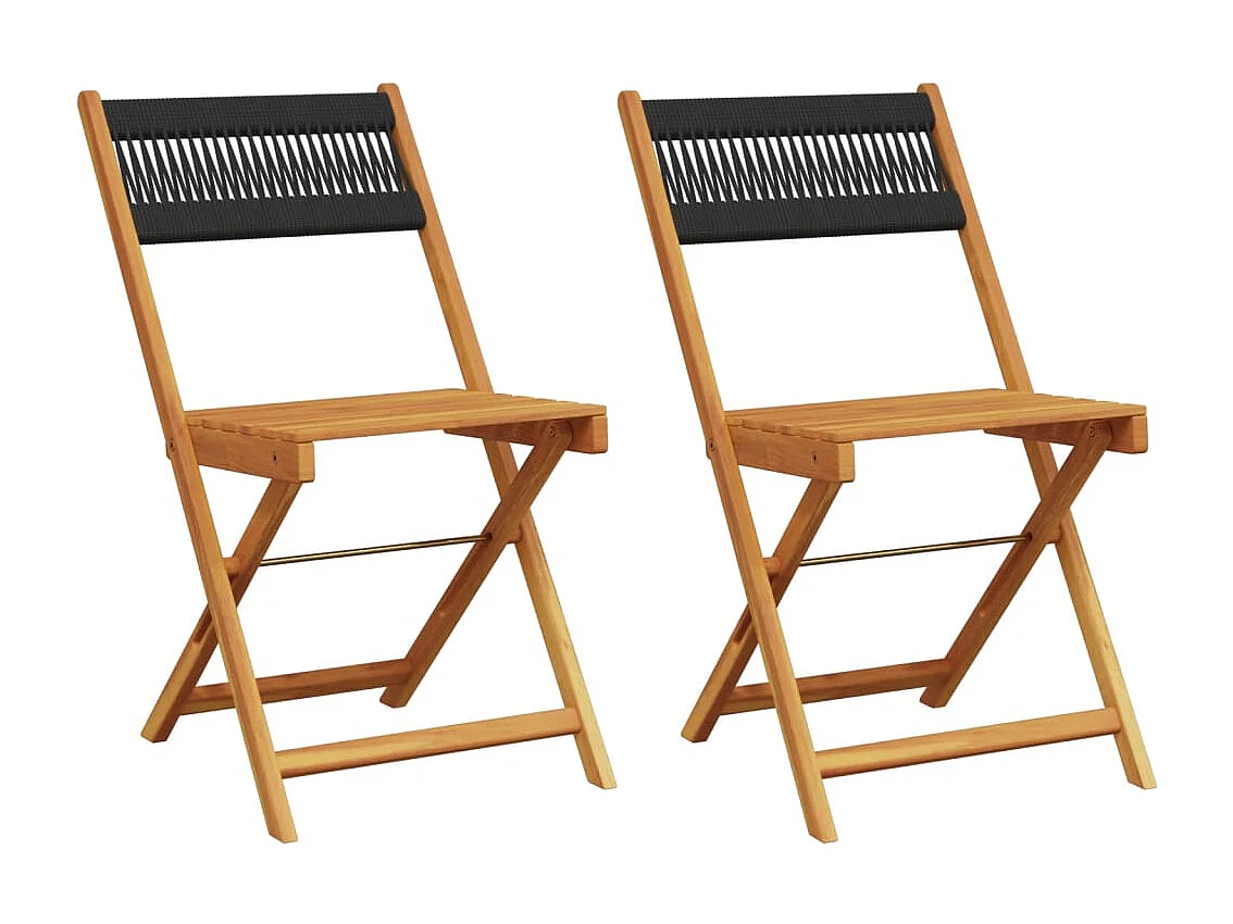 Chaises de bistrot lot de 2 noir bois d'acacia et polypropylène