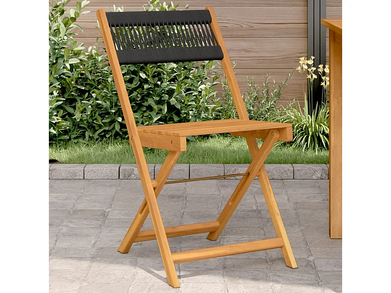 Chaises de bistrot lot de 2 noir bois d'acacia et polypropylène