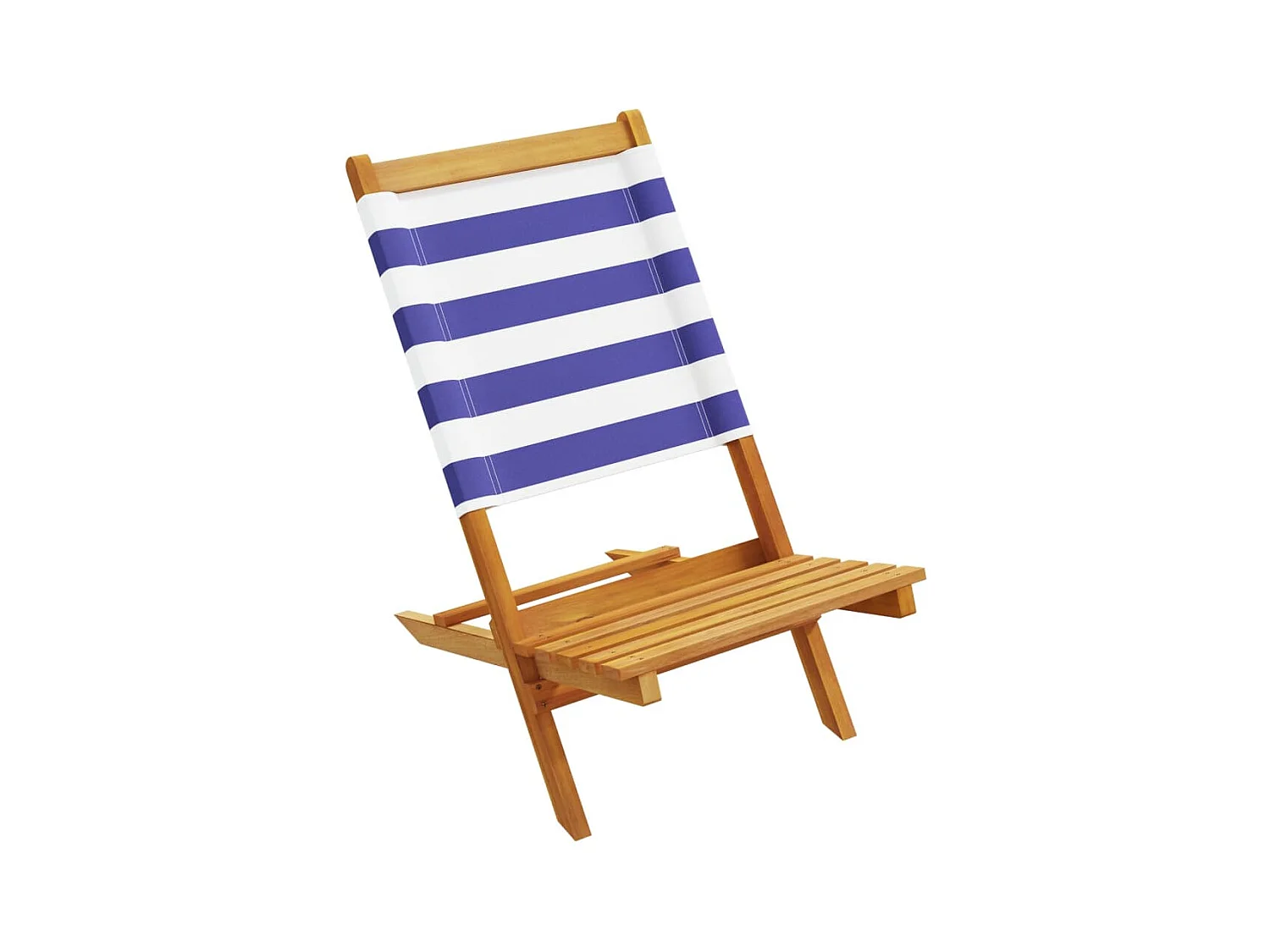 Chaises de jardin lot de 2 bleu/blanc bois acacia massif tissu