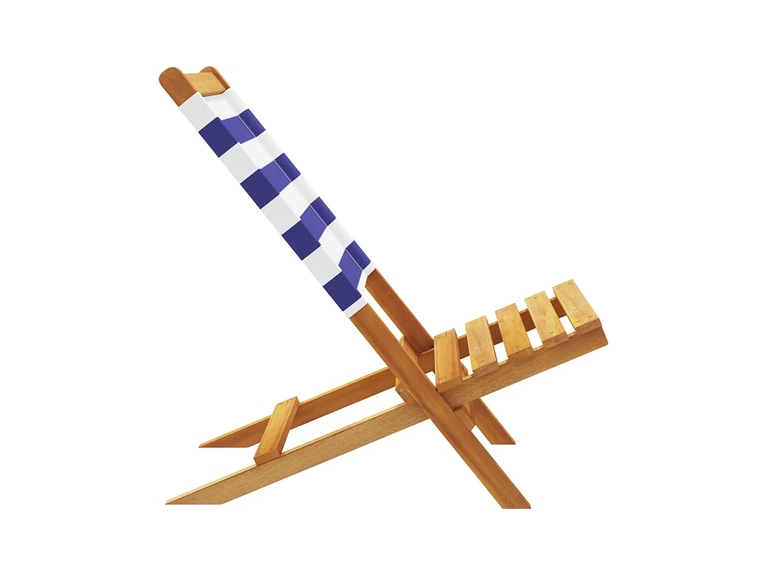 Chaises de jardin lot de 2 bleu/blanc bois acacia massif tissu