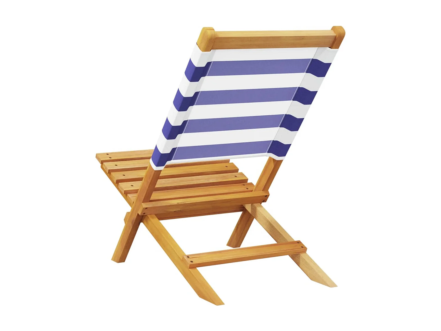 Chaises de jardin lot de 2 bleu/blanc bois acacia massif tissu