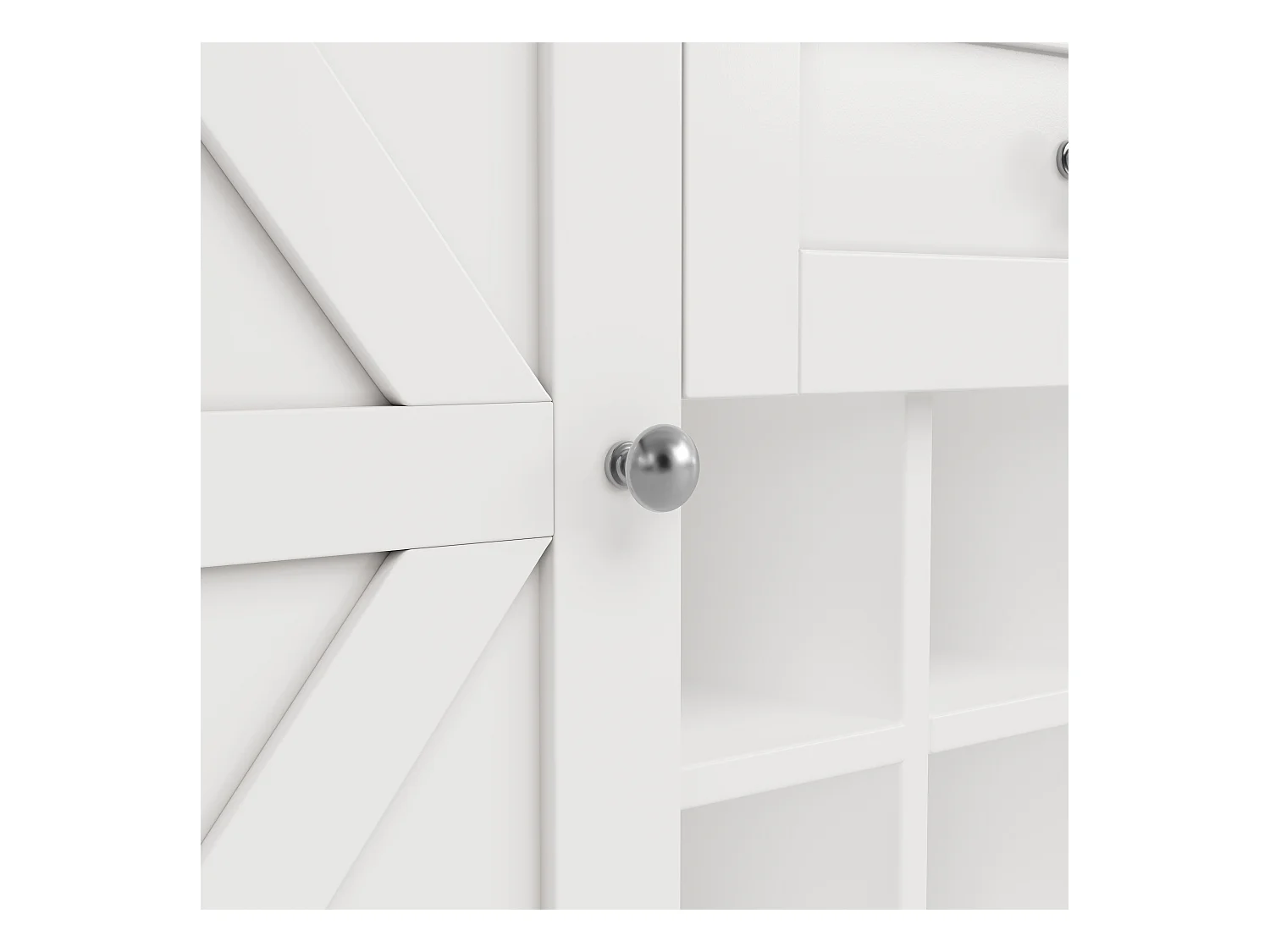 Buffet de cozinha - 4 portas e 2 gavetas - Prateleiras e garrafeiras ajustáveis - Branco