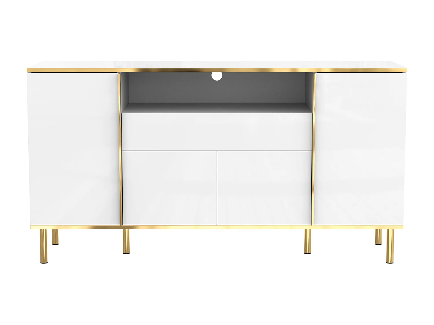 Buffet 150x40x80 cm - avec 1 tiroir - avec 4 portes - blanc