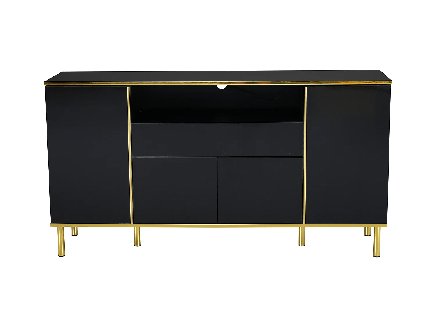 Buffet 150x40x80 cm - met 1 lade - met 4 deuren - zwart