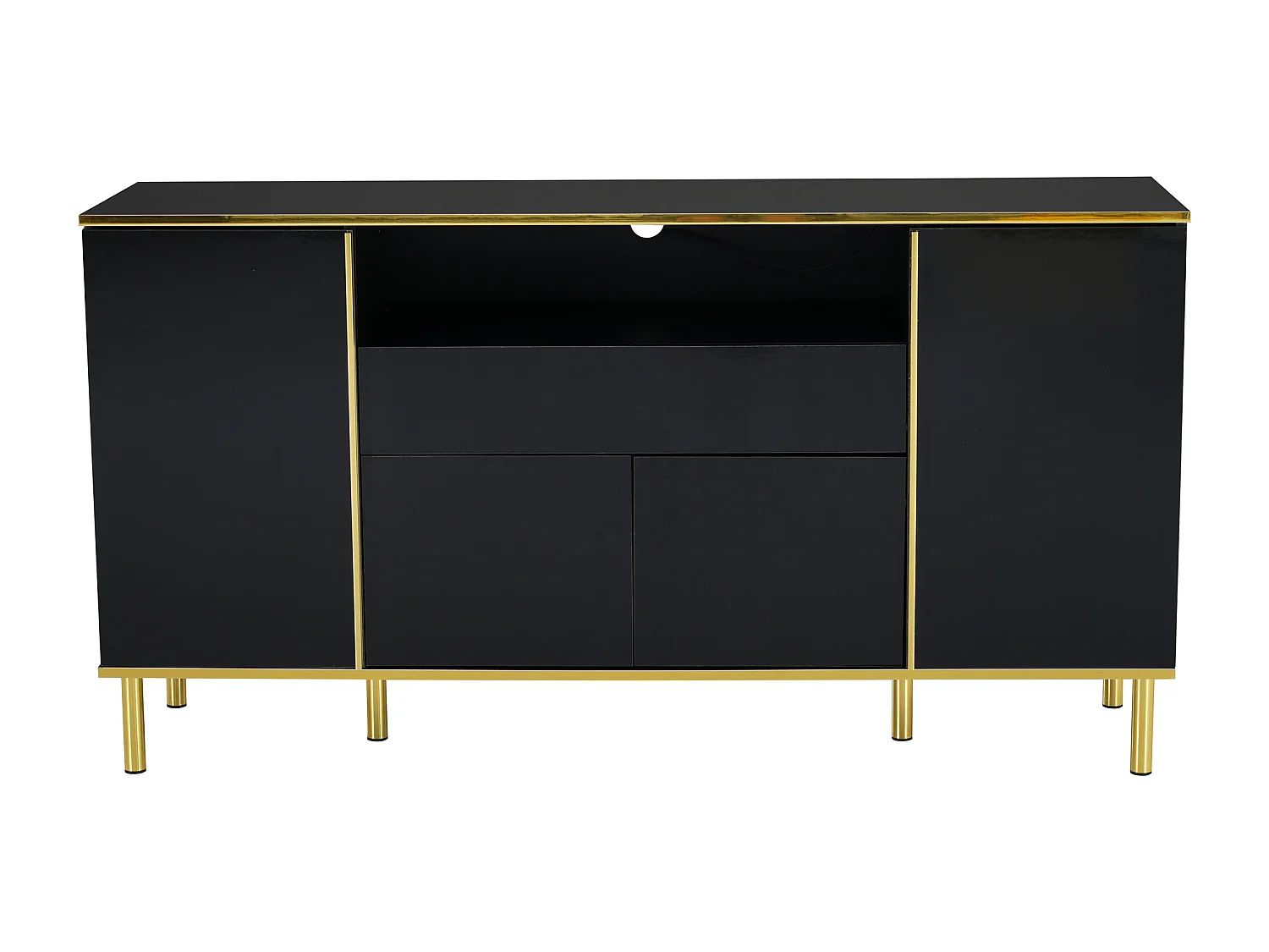 Buffet 150x40x80 cm - avec 1 tiroir - avec 4 portes - noir