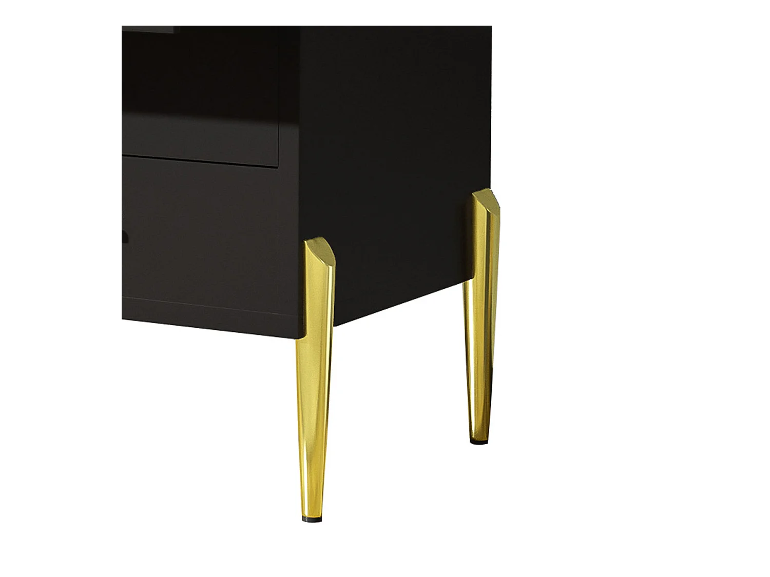 Buffet moderno - 2 ante a vetro e 3 cassetti - Scaffali aperti - MDF - Nero