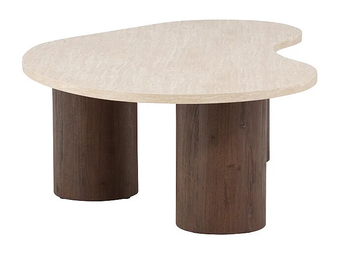 Table Basse Effet Travertin "Megg" 130cm Beige & Moka