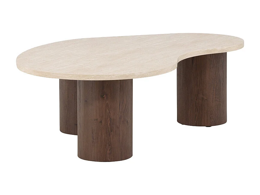 Table Basse Effet Travertin "Megg" 130cm Beige & Moka