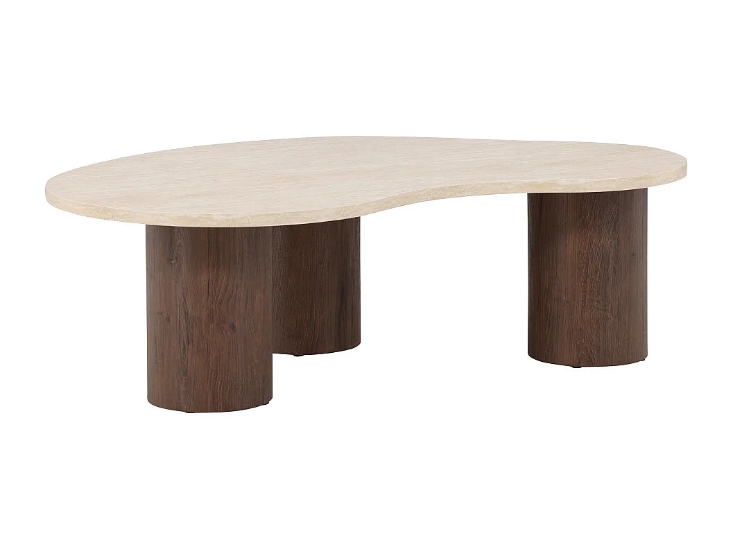 Table Basse Effet Travertin "Megg" 130cm Beige & Moka