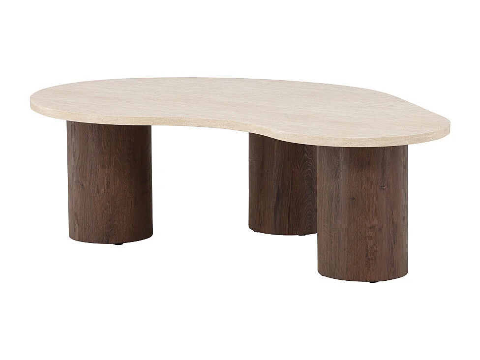 Table Basse Effet Travertin "Megg" 130cm Beige & Moka