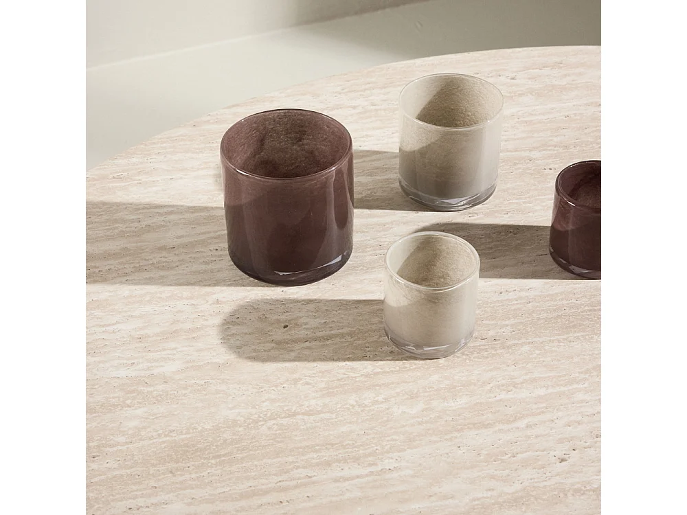 Table Basse Effet Travertin "Megg" 130cm Beige & Moka