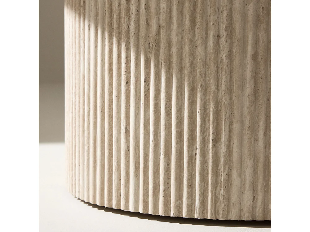 Table Basse Effet Travertin "Haron" 80cm Beige