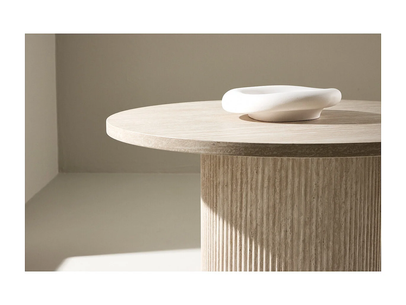 Table Basse Effet Travertin "Haron" 80cm Beige
