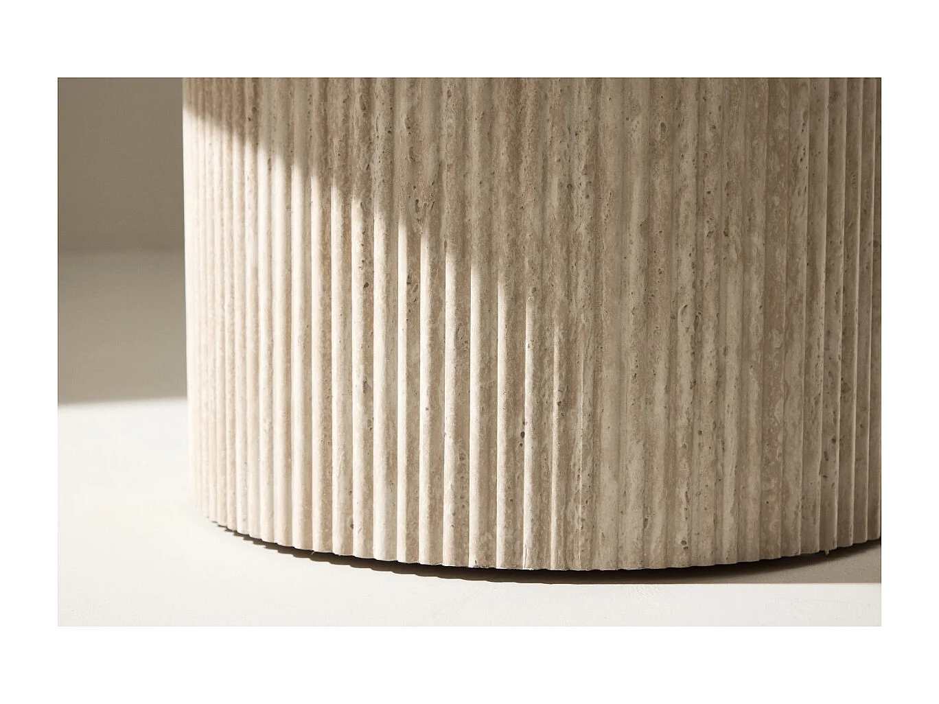 Table Basse Effet Travertin "Haron" 80cm Beige