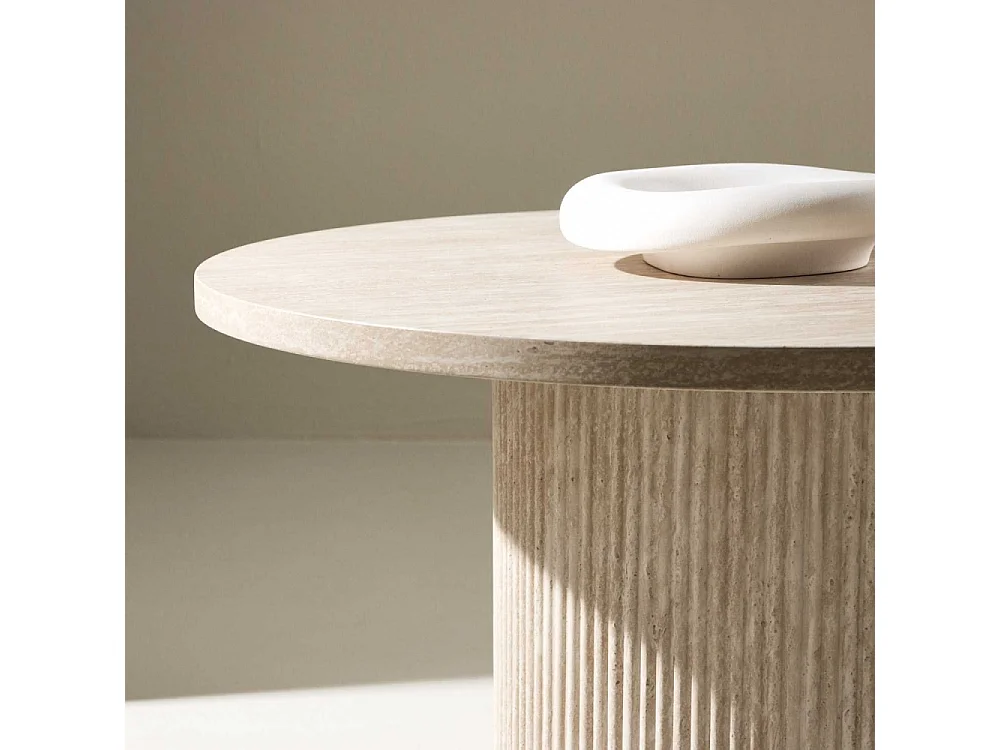 Table Basse Effet Travertin "Haron" 80cm Beige