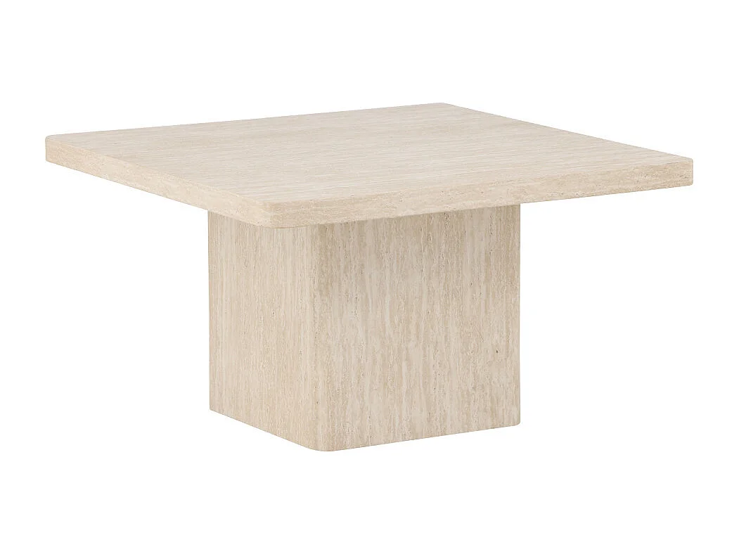 Table Basse Effet Travertin "Qvart" 80cm Beige