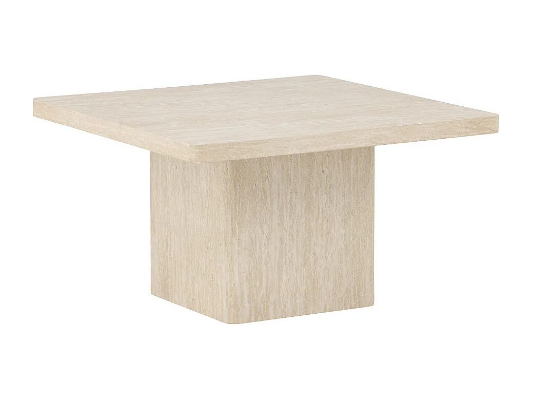 Table Basse Effet Travertin "Qvart" 80cm Beige