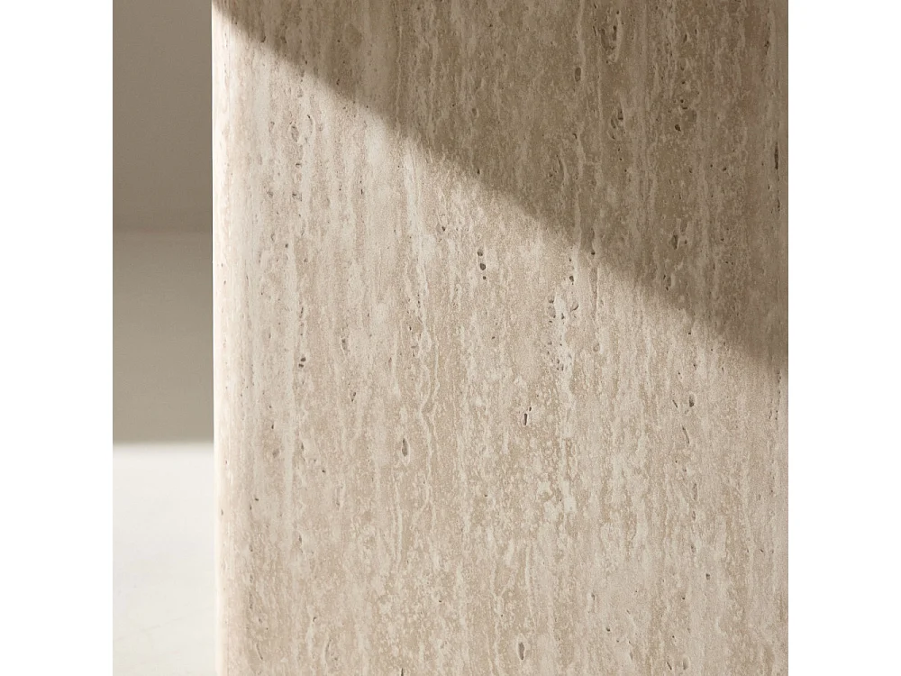 Table Basse Effet Travertin "Qvart" 80cm Beige