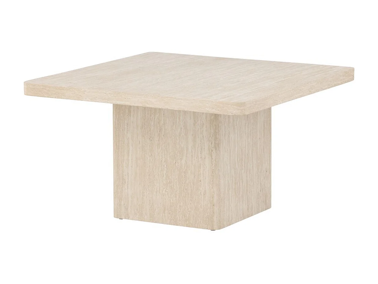 Table Basse Effet Travertin "Qvart" 80cm Beige