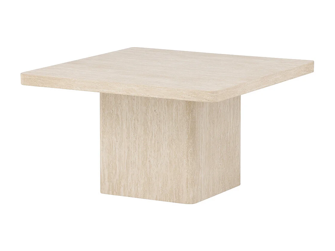 Table Basse Effet Travertin "Qvart" 80cm Beige