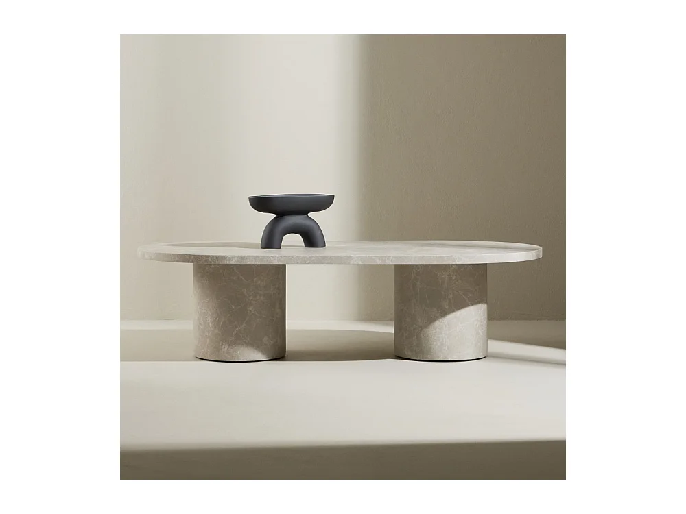 Table Basse Effet Marbre "Narvik" 120cm Beige