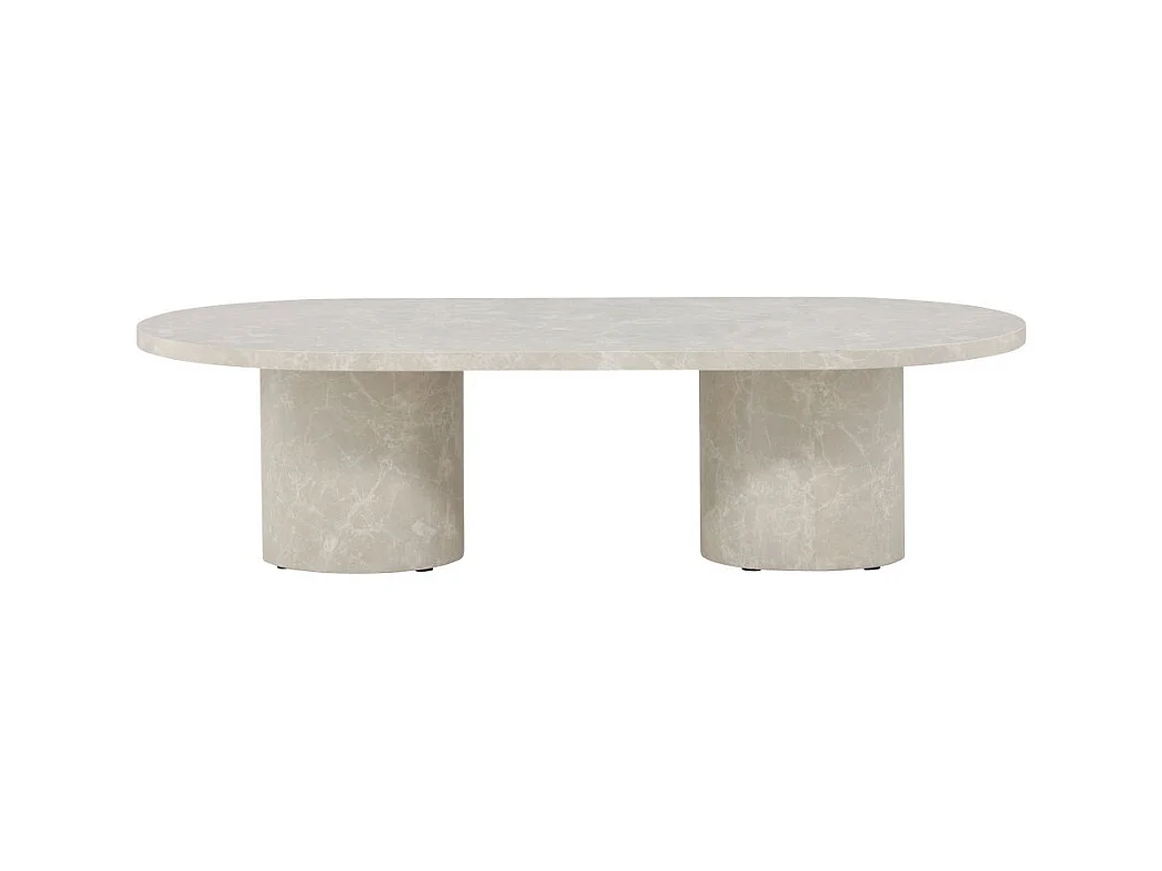 Narvik - Table basse ovale effet marbre 120x60cm - Beige