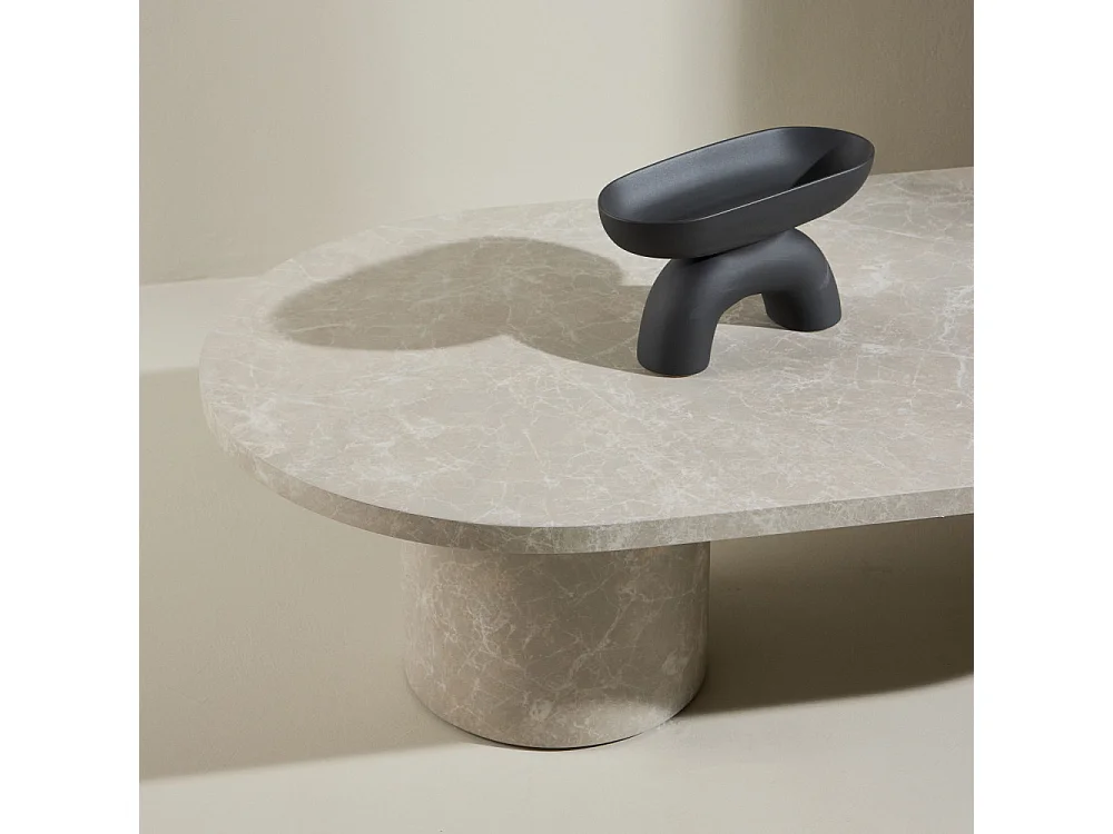 Table Basse Effet Marbre "Narvik" 120cm Beige