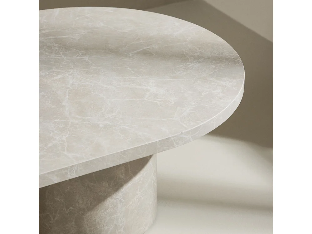 Table Basse Effet Marbre "Narvik" 120cm Beige