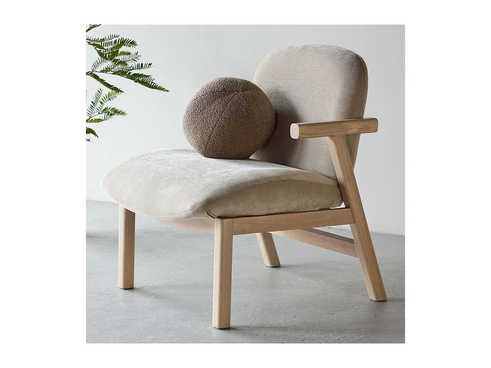 Fauteuil Design en Bois "Rile" 77cm Beige