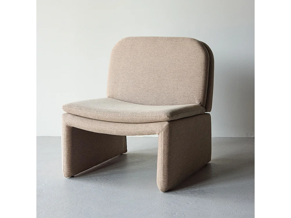 Fauteuil Design Effet Lin "Bonn" 82cm Marron