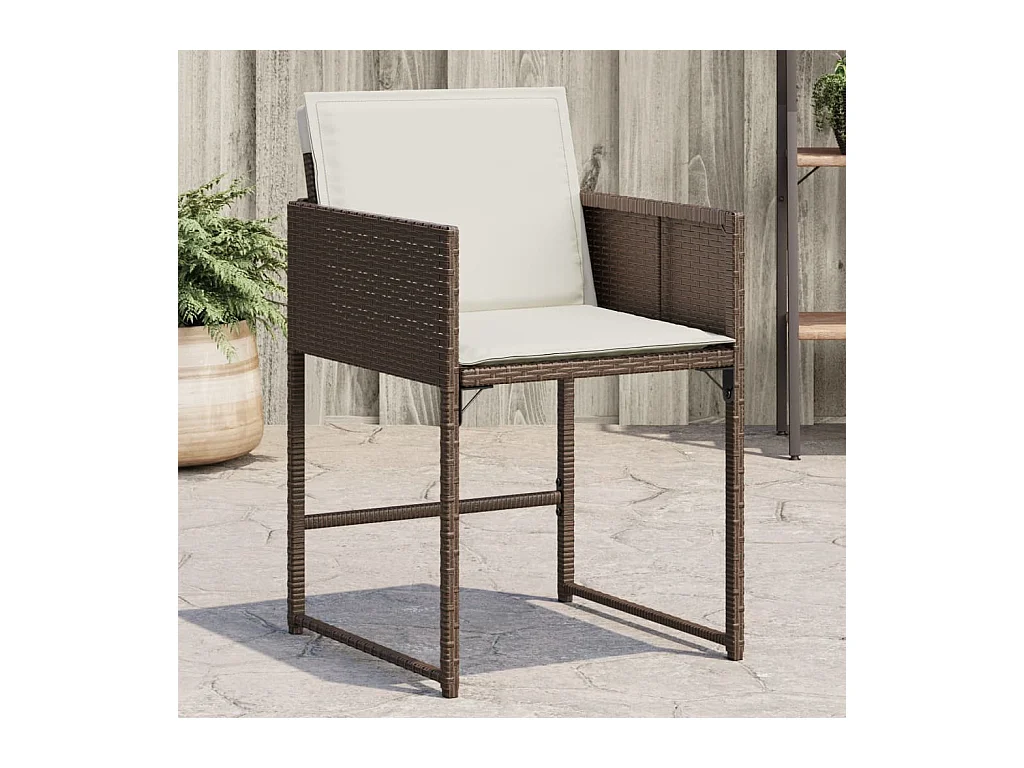 Chaises de jardin avec coussins lot de 4 marron résine tressée