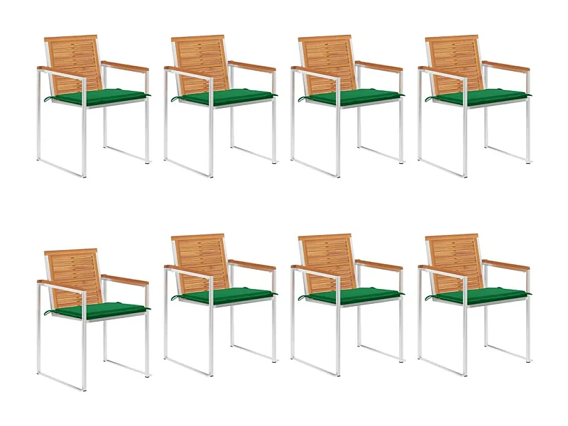 Chaises de jardin 8 pièces avec coussins Bois d'acacia solide