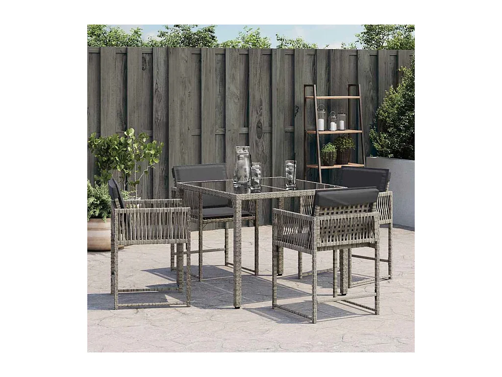 Sillones de jardín con cojines 4 unidades ratán sintético gris