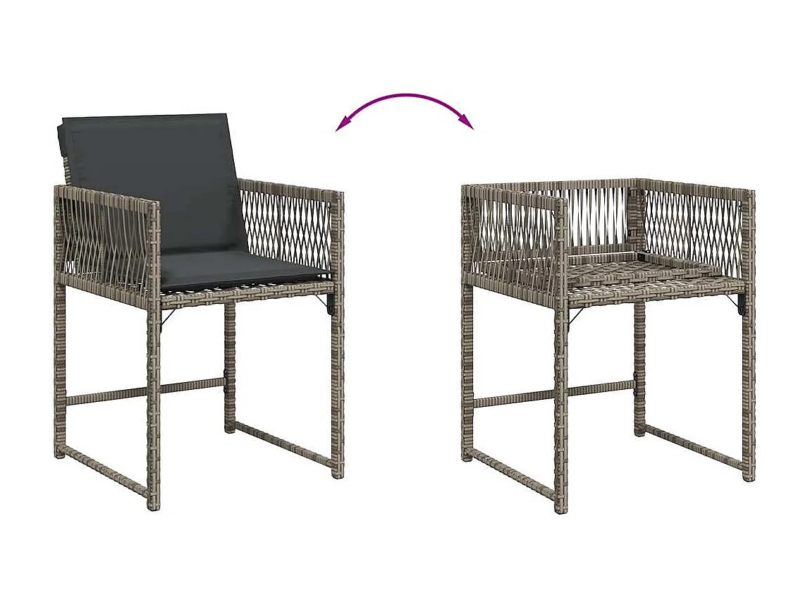 Sillones de jardín con cojines 4 unidades ratán sintético gris