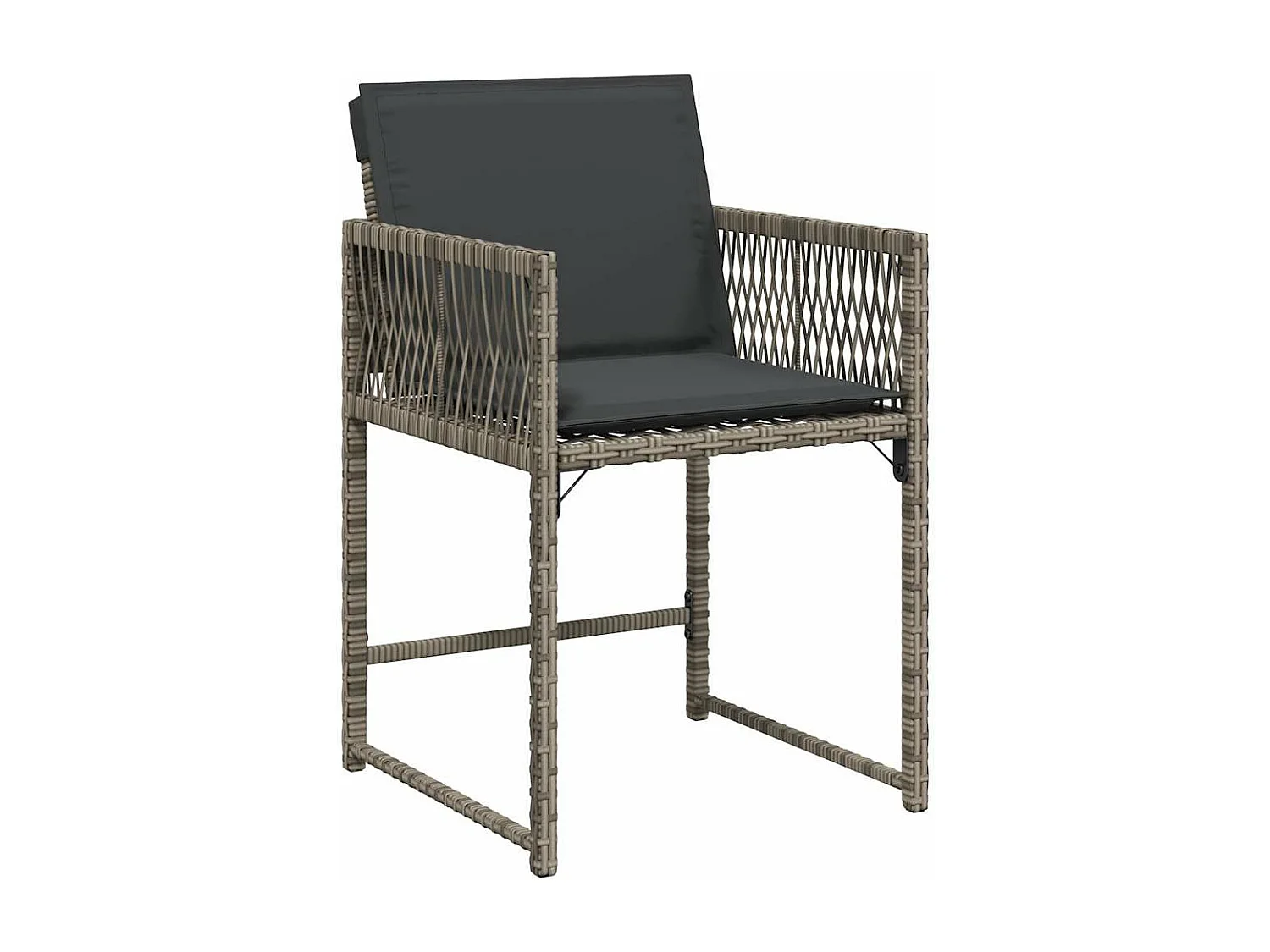 Chaises de jardin avec coussins lot de 4 gris résine tressée