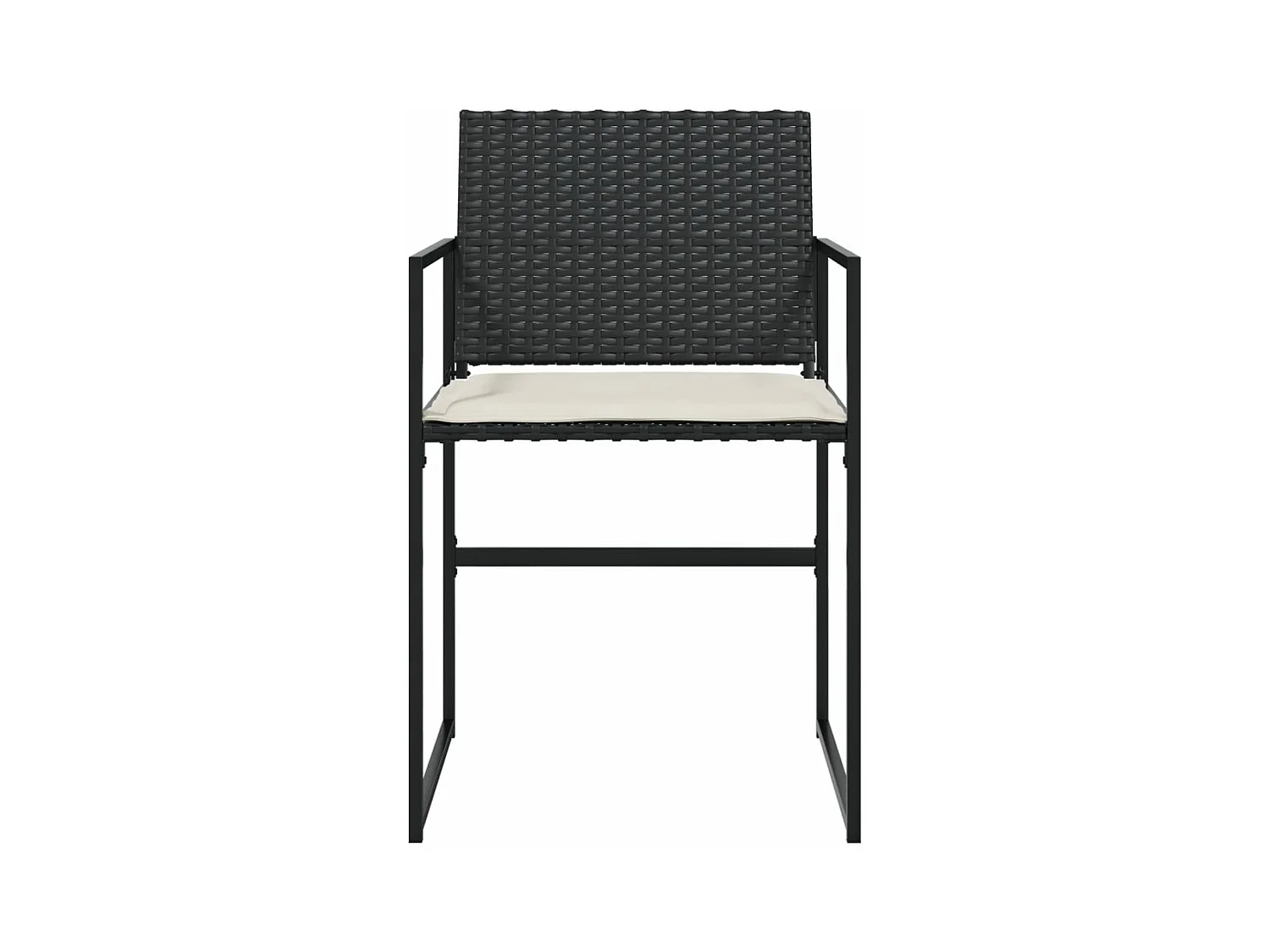 Tuinstoelen 4 stukkenmet kussens poly rattan zwart