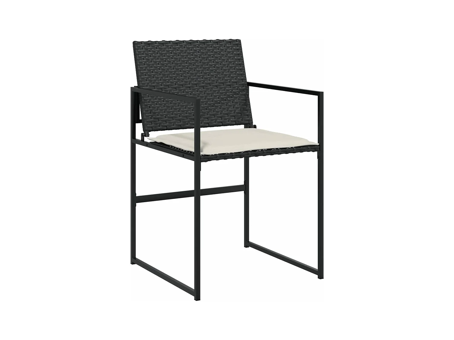 Tuinstoelen 4 stukkenmet kussens poly rattan zwart