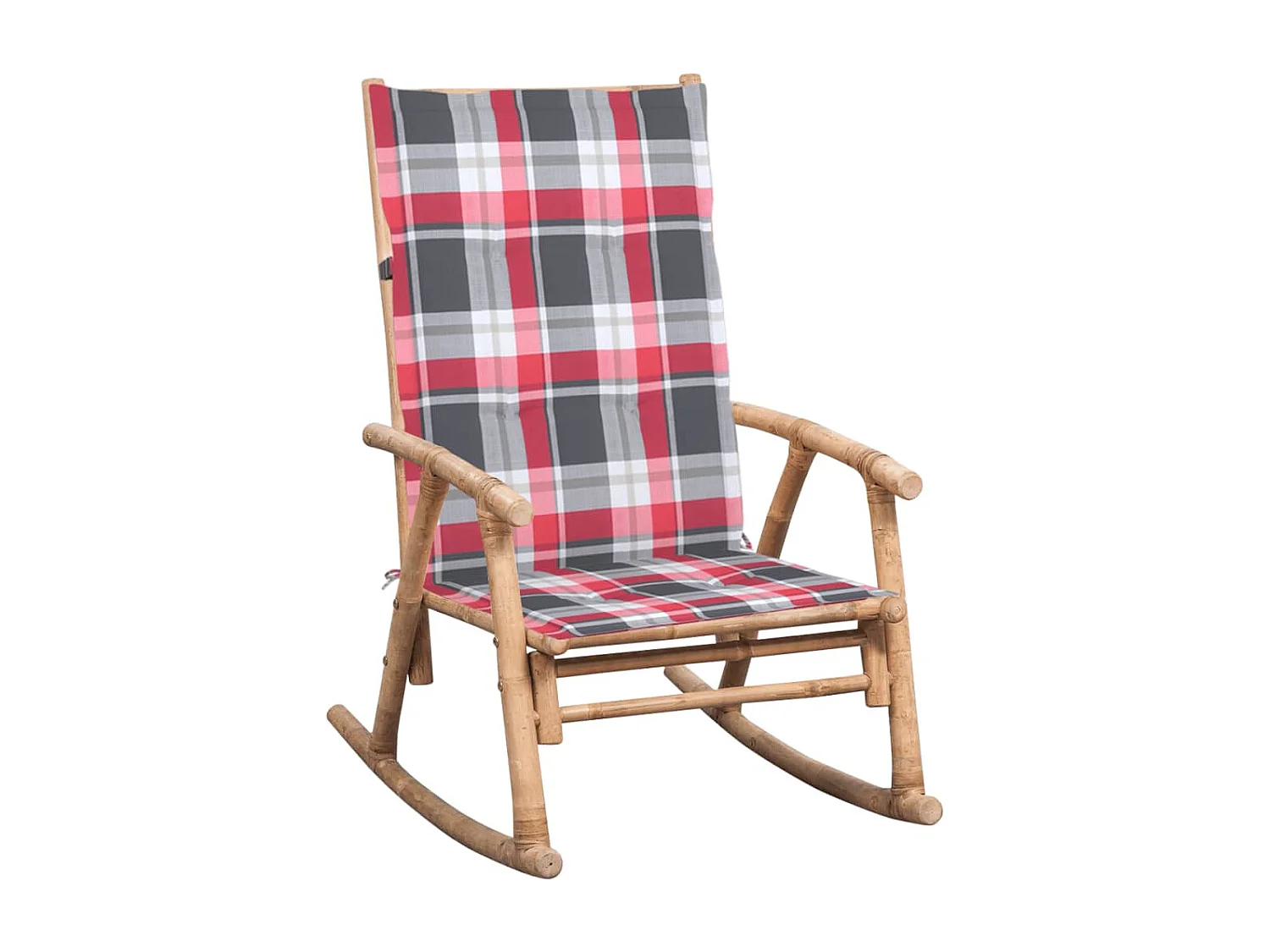 Silla mecedora con cojín bambú